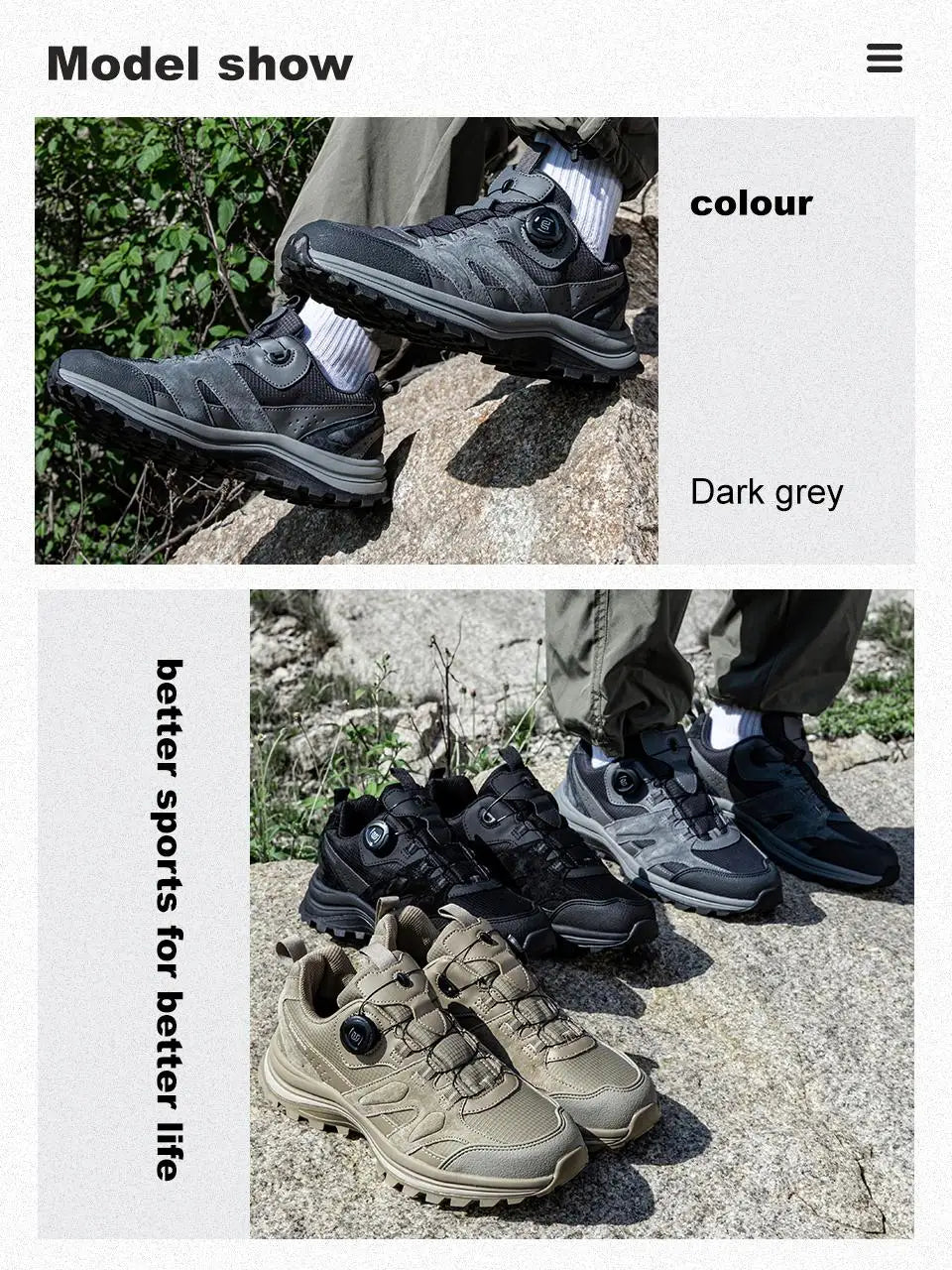 Baasploa Men Hiking Shoes Non-Slip Wear Resistant Outdoor Climbing Walking Shoes for Men Comfort Inner Cotton Outdoor Sneakers