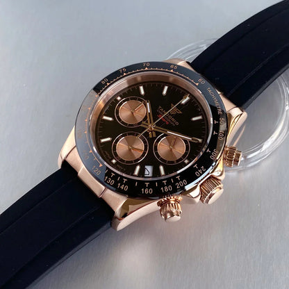 Luxury VK63 Men's Watch Quartz Movement Business Stop Watches 39mm Steel/Rose Gold Date Luminous Dial Fully Chronograph