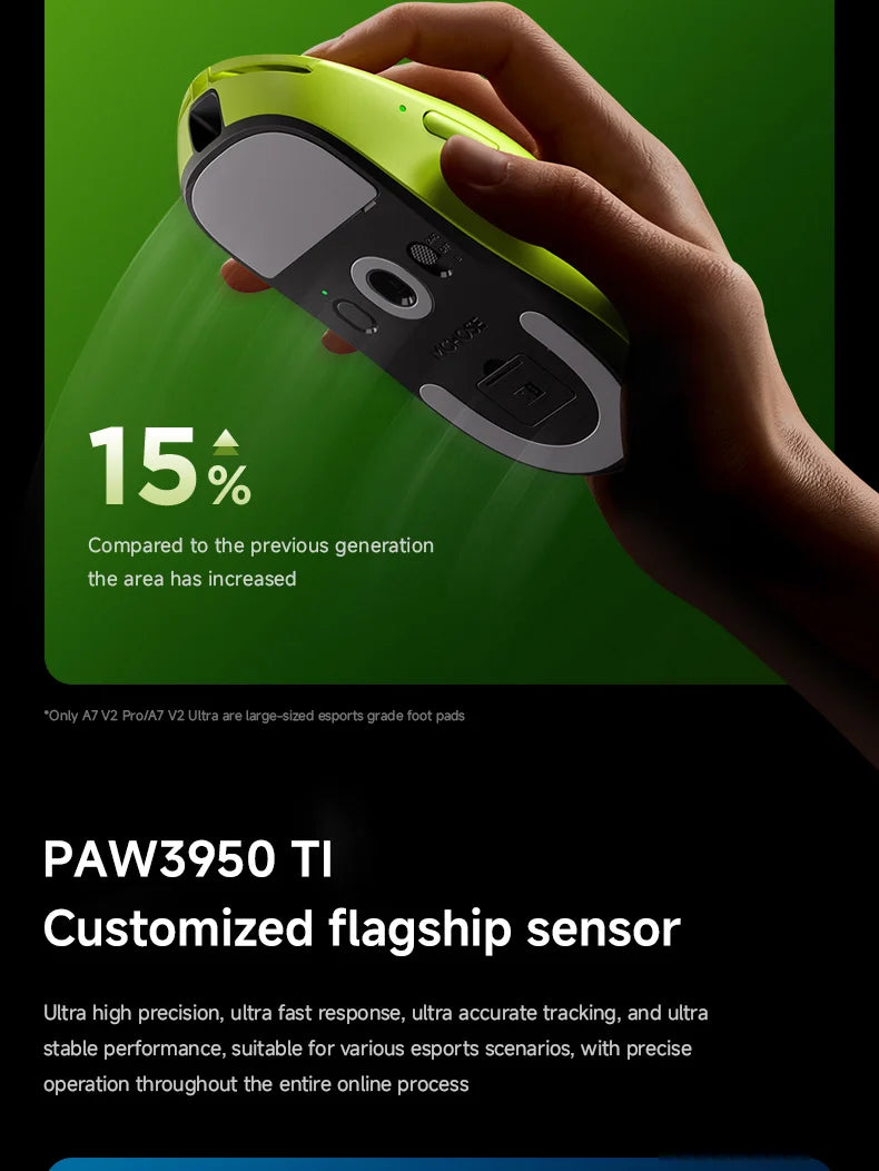 MCHOSE A7 V2 Ultra Wireless Gaming Mouse Pixart3950Ti Flagship Sensor Super 20000FPS for Accurate Tracking Support Web Driver
