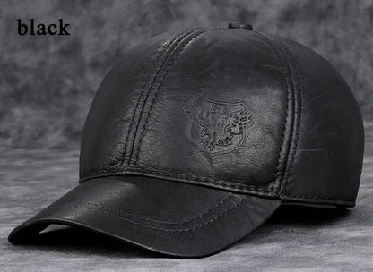 2025 Male Genuine Leather Cowhide 56-60CM Black/Brown Baseball Caps Eagle Print For Man Casual Street Gf Gorras Dad Hat