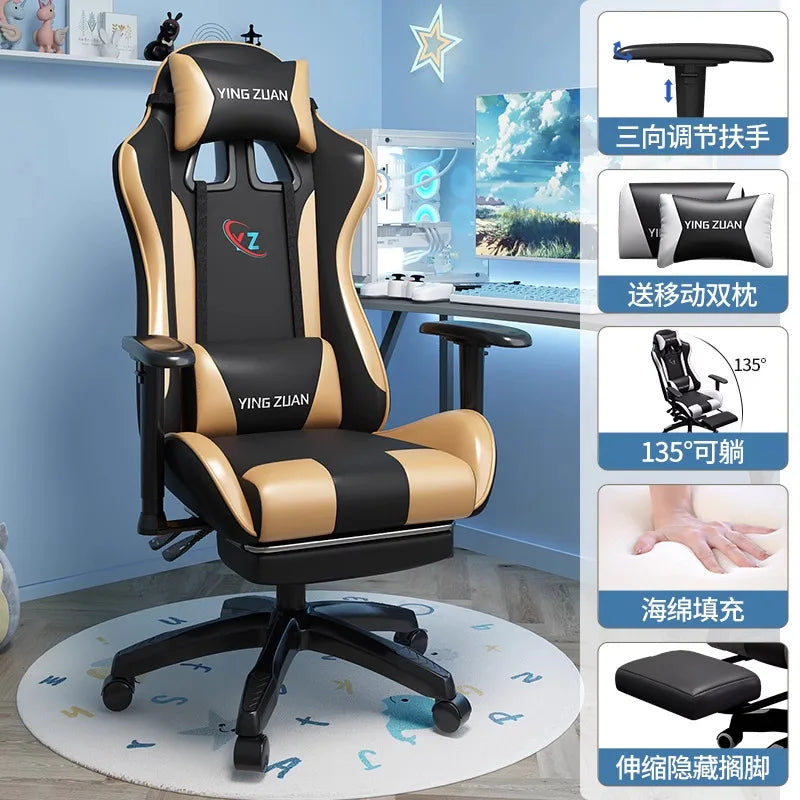 Gamingstol Datorstol Bekväm fällbar stol för gaming och LIVE Studenthem Hemmasittande ergonomi