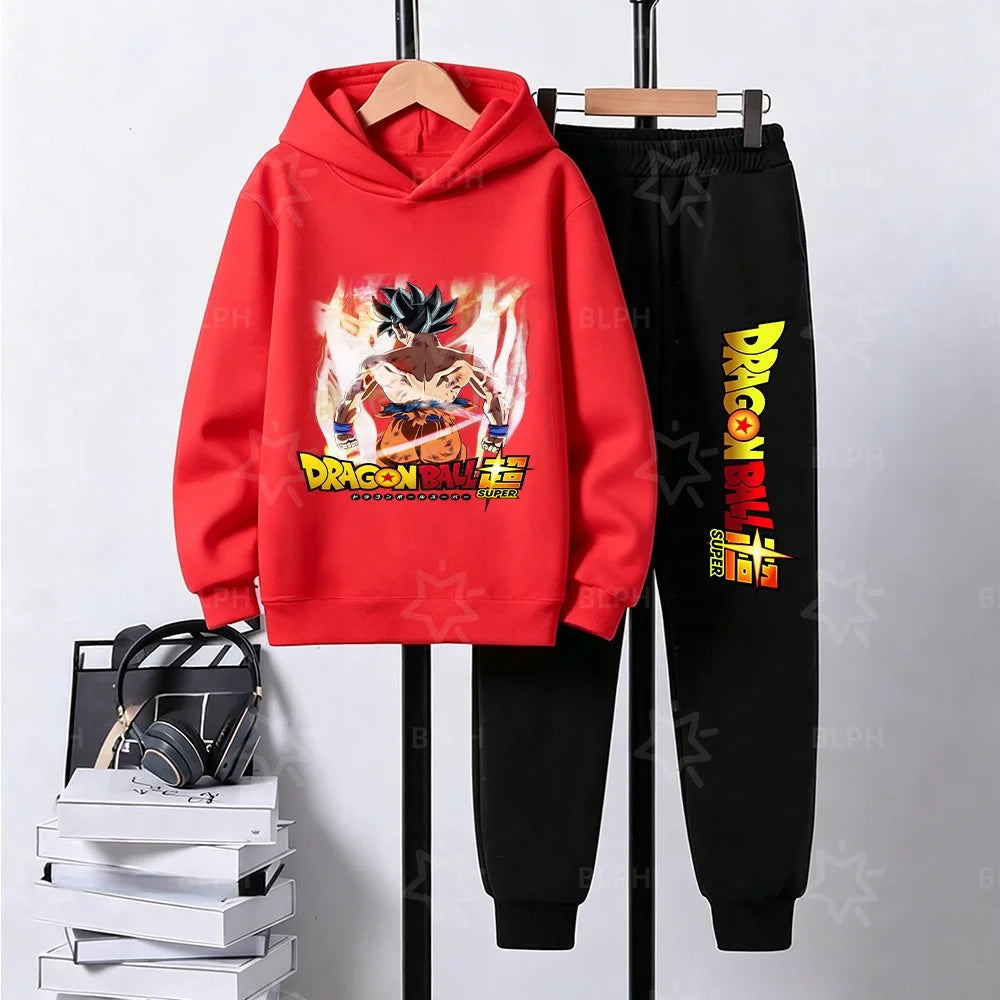 Kids Dragon Ball Camo Goku Printed Hoodie Set Casual Loose Comfortable Long Sleeve Sweatshirt Pants 2 Piece Outfits for Boys
