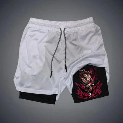 Produit gaming premium Fraquane, Dragon Ball Printed Men's Shorts Summer Women's Sports Compression Gym Shorts Double-Layer 2-in-1 Pant Quick-Drying Beach Shorts, produits de luxe, nouvelle génération, équipement gamer