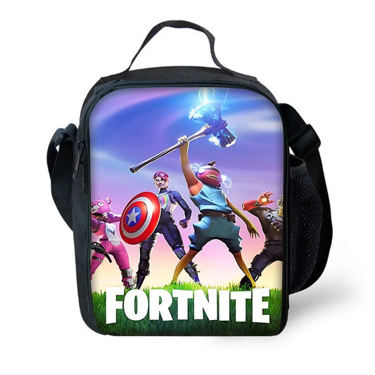 Детска изолирана чанта F-FortniteS с голям капацитет за гореща храна, за момчета, момичета и ученици, за пикник на открито, многократна термо охладителна кутия за обяд