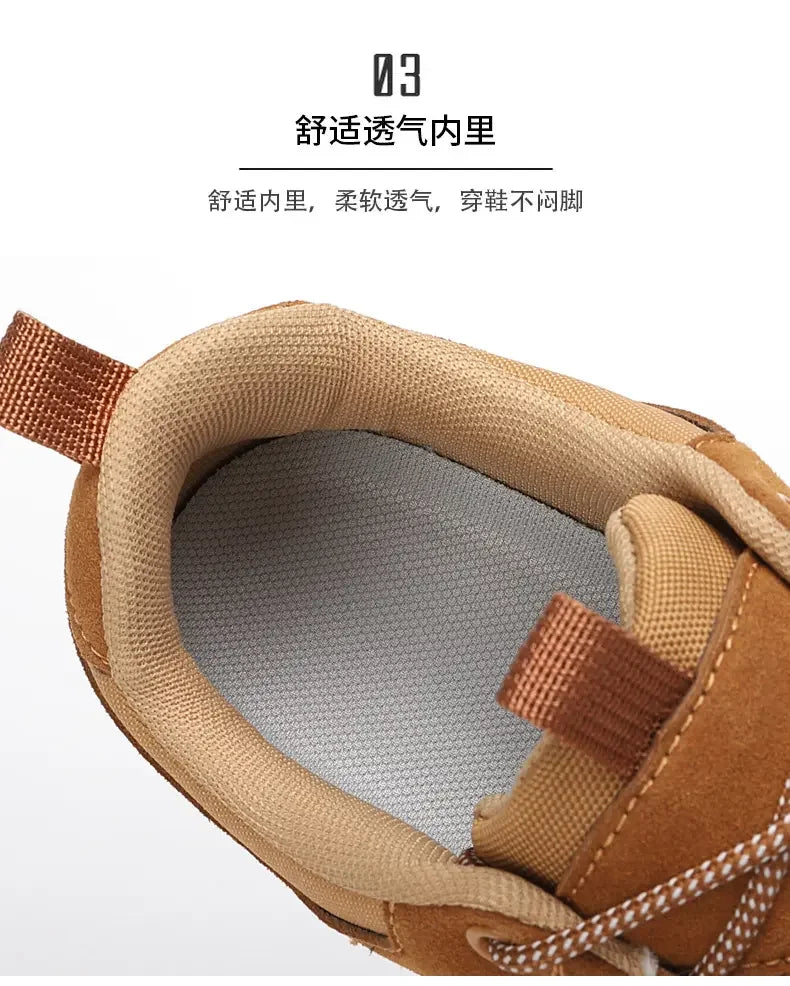 Zapatos de cuero de ante y tejido PU con puntera ancha, antideslizantes, para senderismo, trabajo, deporte masculino y caminatas al aire libre para mujer