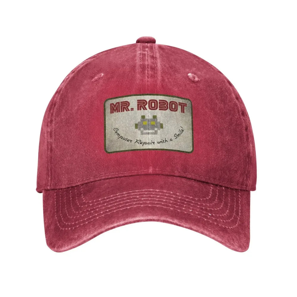 Computer med Sourires Anime Funny Mr Robot Custom Retro Cowboy vasket baseballkasket til mænd Denim solhat Hip Hop-kasket