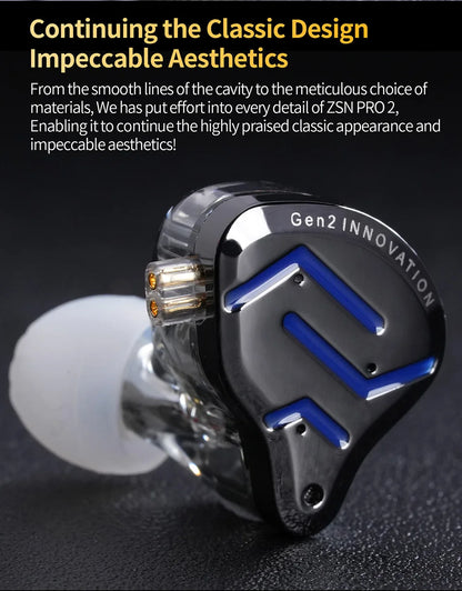 KZ ZSN Pro 2 In-Ear Metal Headphones Sport Noise Canceling Music Headphones Hybrid Drivers 1BA+1DD HIFI Bass Headphones