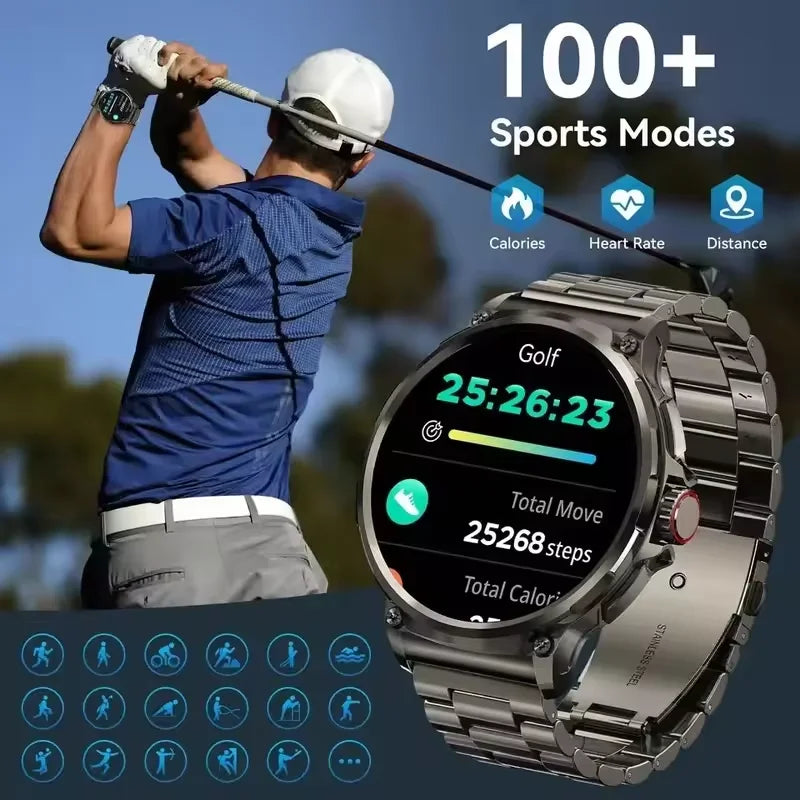2026 New GPS Track Smart Watch Men 1.85-Inch HD AMOLED Screen 710 Mah Battery Sport Bluetooth Call Smartwatch For Android IOS