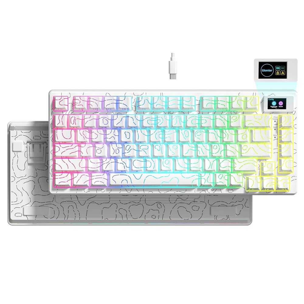 Womier SK80 Green 75% Keyboard with Color OLED Display Mechanical Gaming Keyboard Gasket Mounted RGB Hot Swap Custom Keyboard