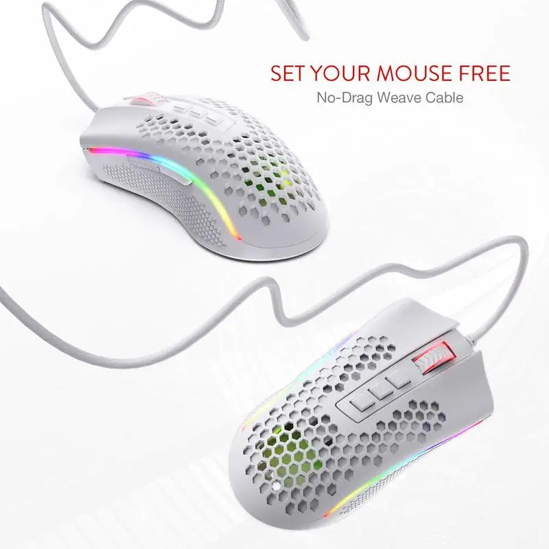 Redragon M808 Storm Lightweight RGB LED USB Gaming Mouse 12,400 DPI Optical Sensor 7 Programmable Buttons Precise Regist