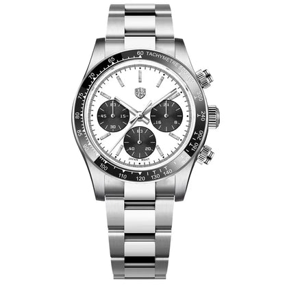 Herreur Rolls Timi Panda – Kvarts-kronograf, luksusmodel, safirglas med antirefleksbehandling, vandtæt, sporty stil