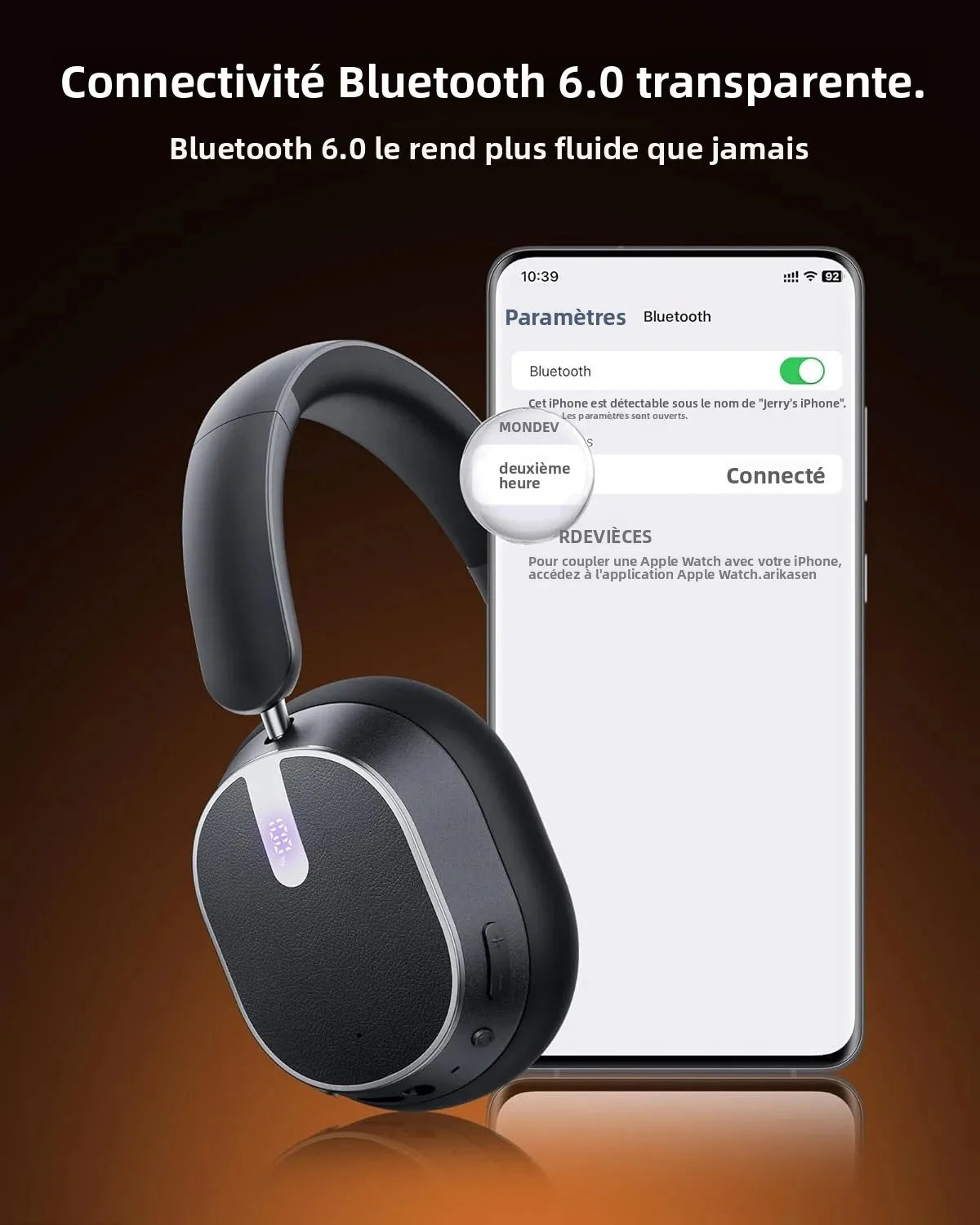 Active Noise Cancelling Headphones Bluetooth 6.0 Wireless Over-Ear Headphones Foldable with LED Power Display & 6-Mic ENC Calls