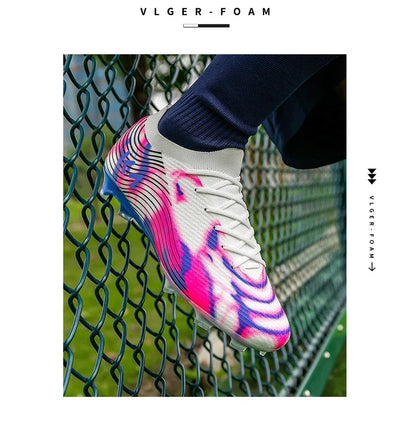 Nuove scarpe da calcio da uomo per partita outdoor, sneakers con tacchetti per erba, scarpe da football bestseller antiscivolo per ragazzi, alta qualità, alte e leggere