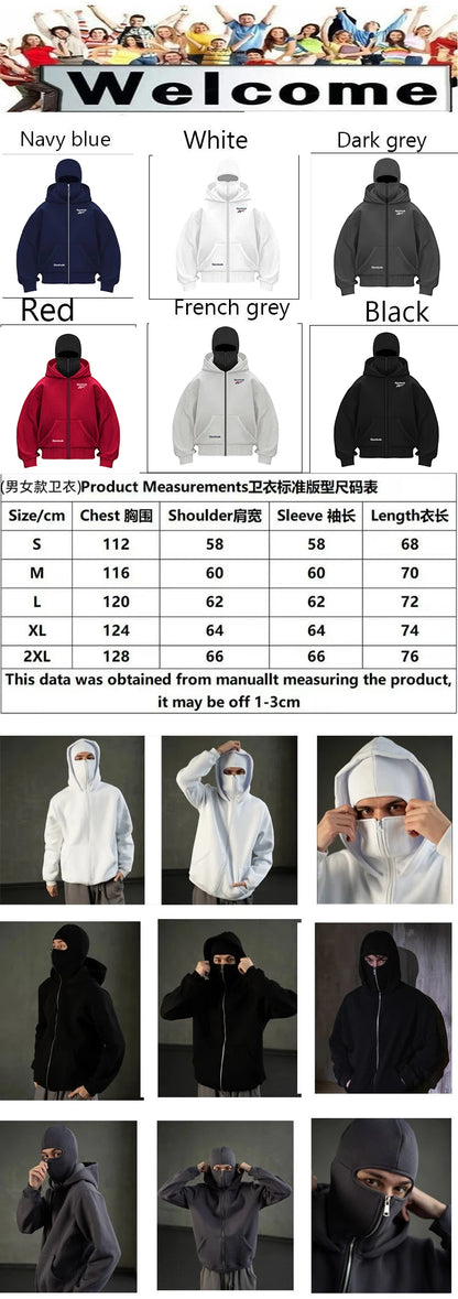 Reebok logo men's new double hood design sweatshirt, gothic style, Harajuku style, new winter warm double hooded sport jacket, m