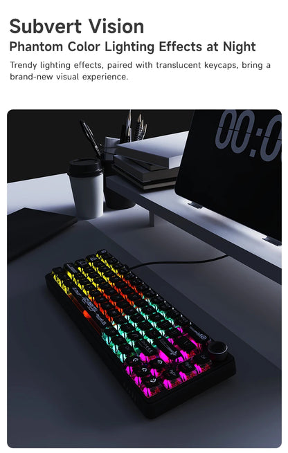 AJAZZ AK690 65% Mechanical Keyboard Full-key Hot-swap Wired USB Plug And Play Mixed Light 68 Keys Gaming Keyboard For Laptop PC