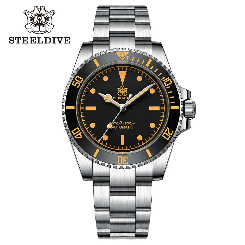 STEELDIVE SD1954V Ceramic Bezel 41MM Stainless Steel Case 300M Waterproof Vintage Luminous NH35 Automatic Men's Dive Watch