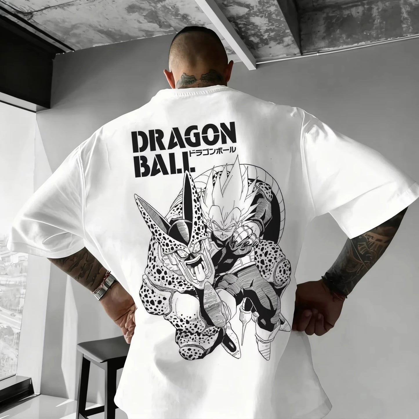 T-shirt oversize Dragon Ball Estate 2026 con cavo di alimentazione, Piccolo Goku, stampa artistica, casual neutro Y2K