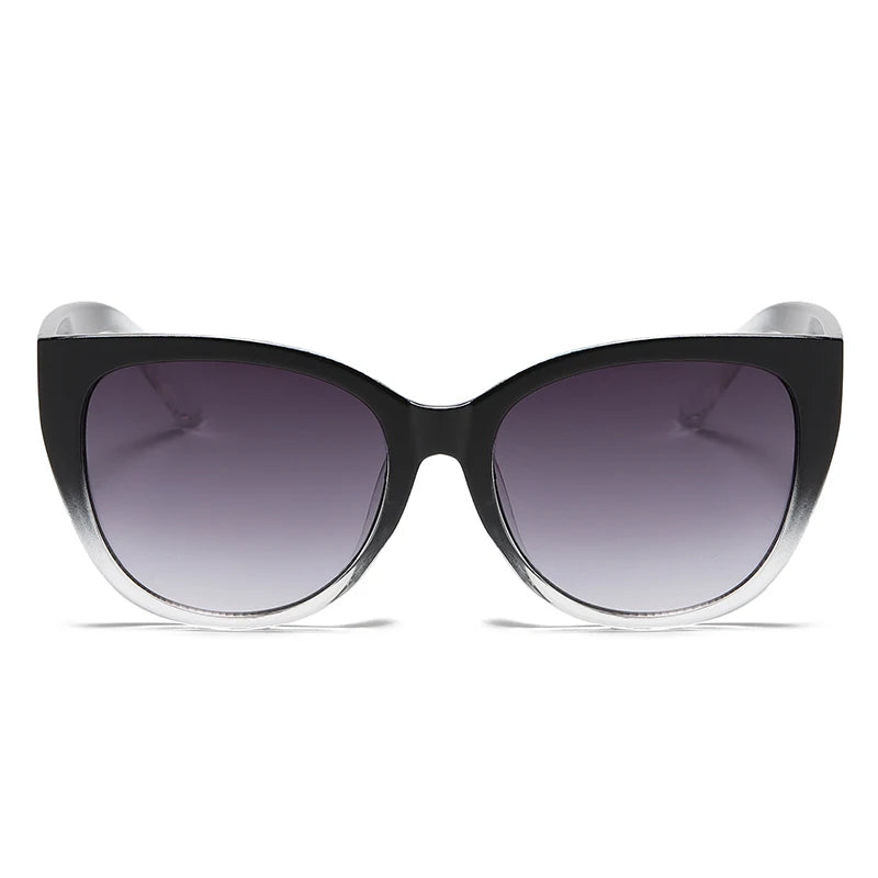 Retro-mode Cat Eye-solglasögon för kvinnor, märkesglasögon, gradientlinser, enkel design med breda ben, unisex, Cateye-modell för kvinnor, UV400