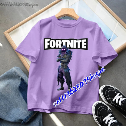 Fortnites Children T-shirts Game Cartoon Printed Figures Fortress Night Tees Game Short Sleeves Tops Summer Boys Girls Clothes