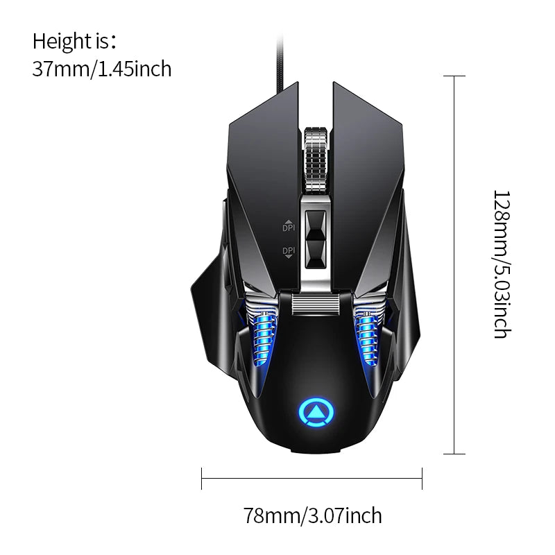 Wired RGB Backlit Esports Gaming Mouse 200-7200 DPI Adjustable, USB Wired for PC Laptop FPS Games