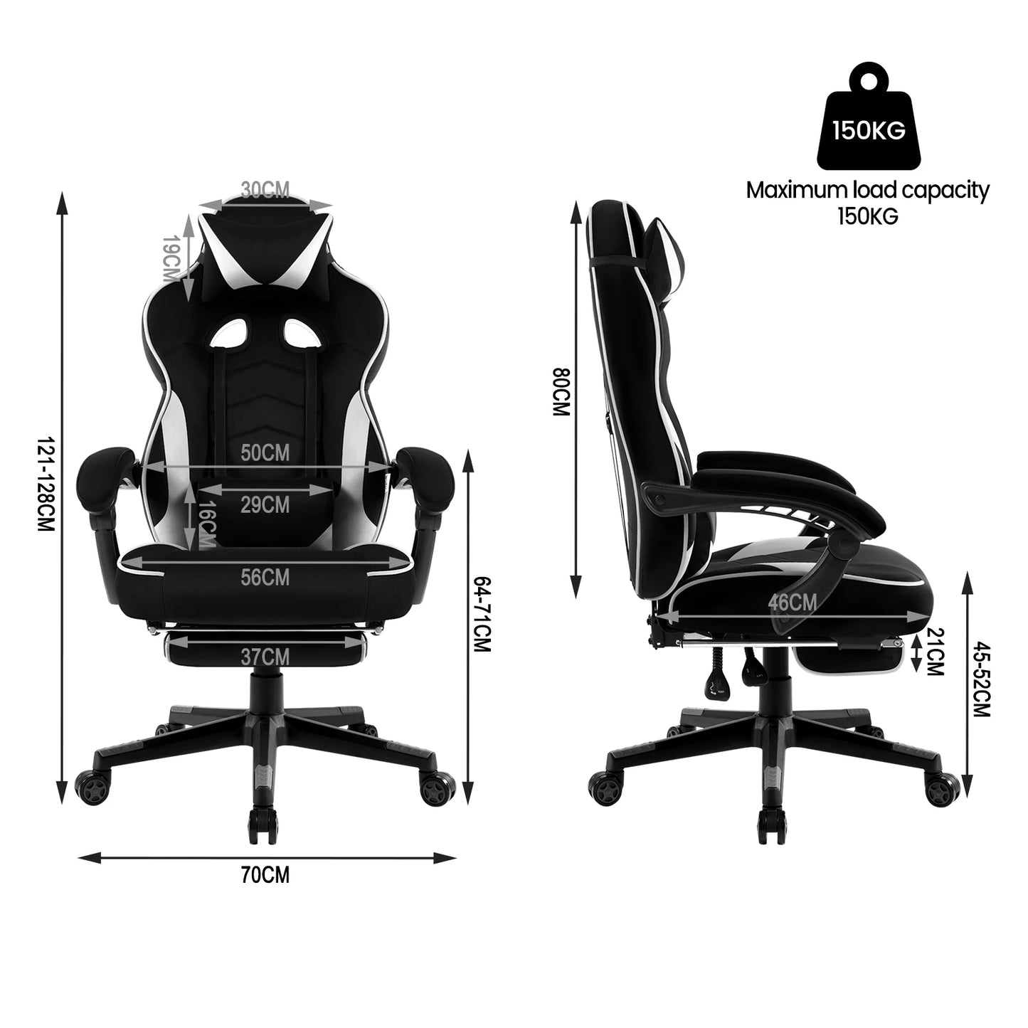WOLTU Swivel  Gaming Racing Chair Desk Office Computer Chair Sports Seat with Headrest Lumbar Cushion Footrest Gamer Chair