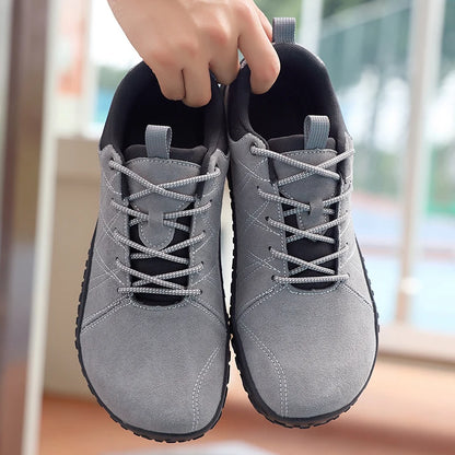 Zapatos de cuero de ante y tejido PU con puntera ancha, antideslizantes, para senderismo, trabajo, deporte masculino y caminatas al aire libre para mujer