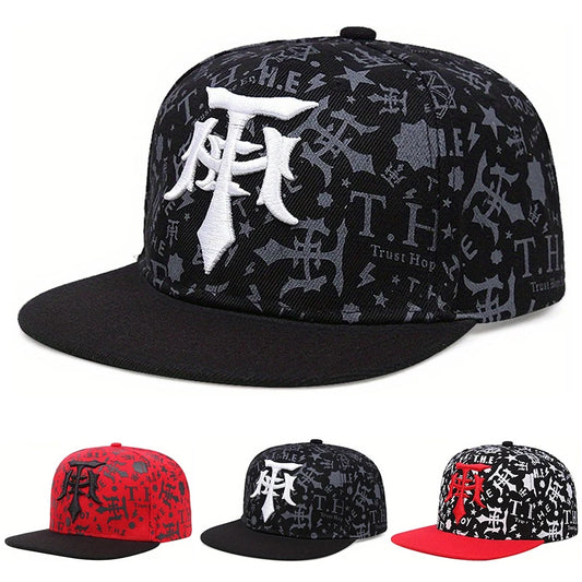 2025 Creative New Baseball Hat T Embroidery Graffiti HipHop Hat Street Fashion Decorative Hat Daily Leisure Flat Edge Hat Unisex