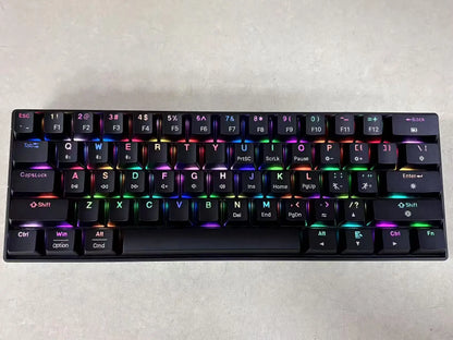 Mini 61Key Wireless Tri-mode Keyboard Bluetooth RGB Backlight Silent Mechanical Feel Portable Film Keyboard For Game Office Home