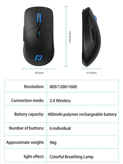 Wireless mouse, 6 keys, silent office wireless mouse, esports games non-slip wireless mouse