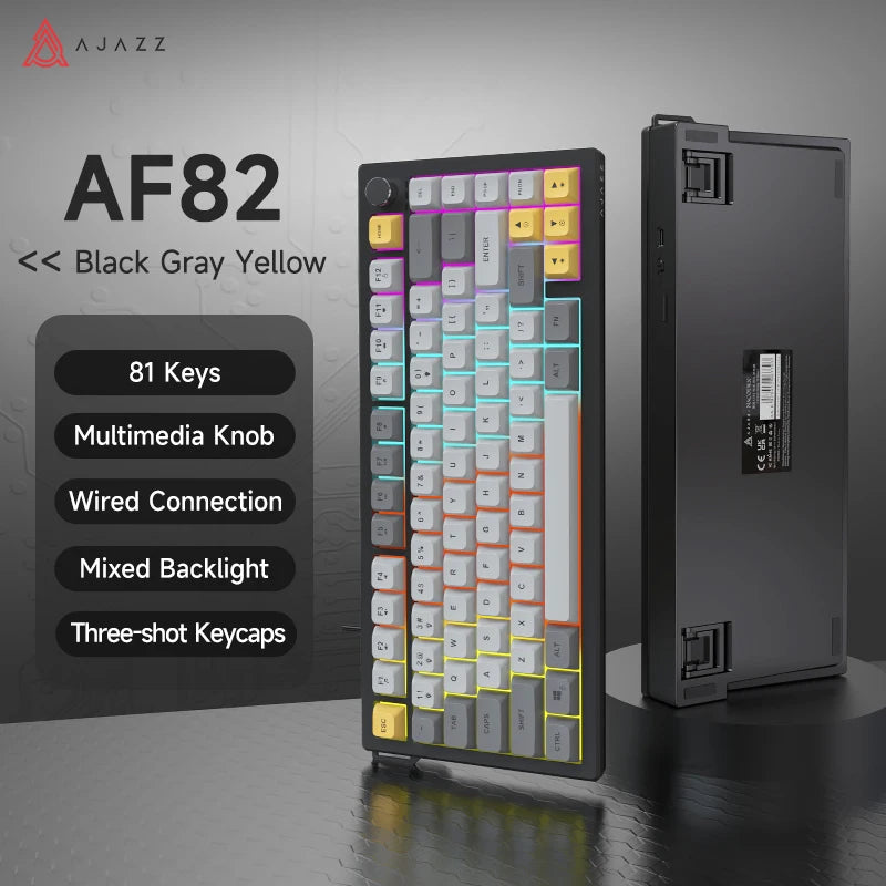 AJAZZ AF82 Office Low Profile Keyboard RGB Wired/Wireless Gaming Keyboard 75% Layout 82 keys 4000mAh Battery for Win/Mac