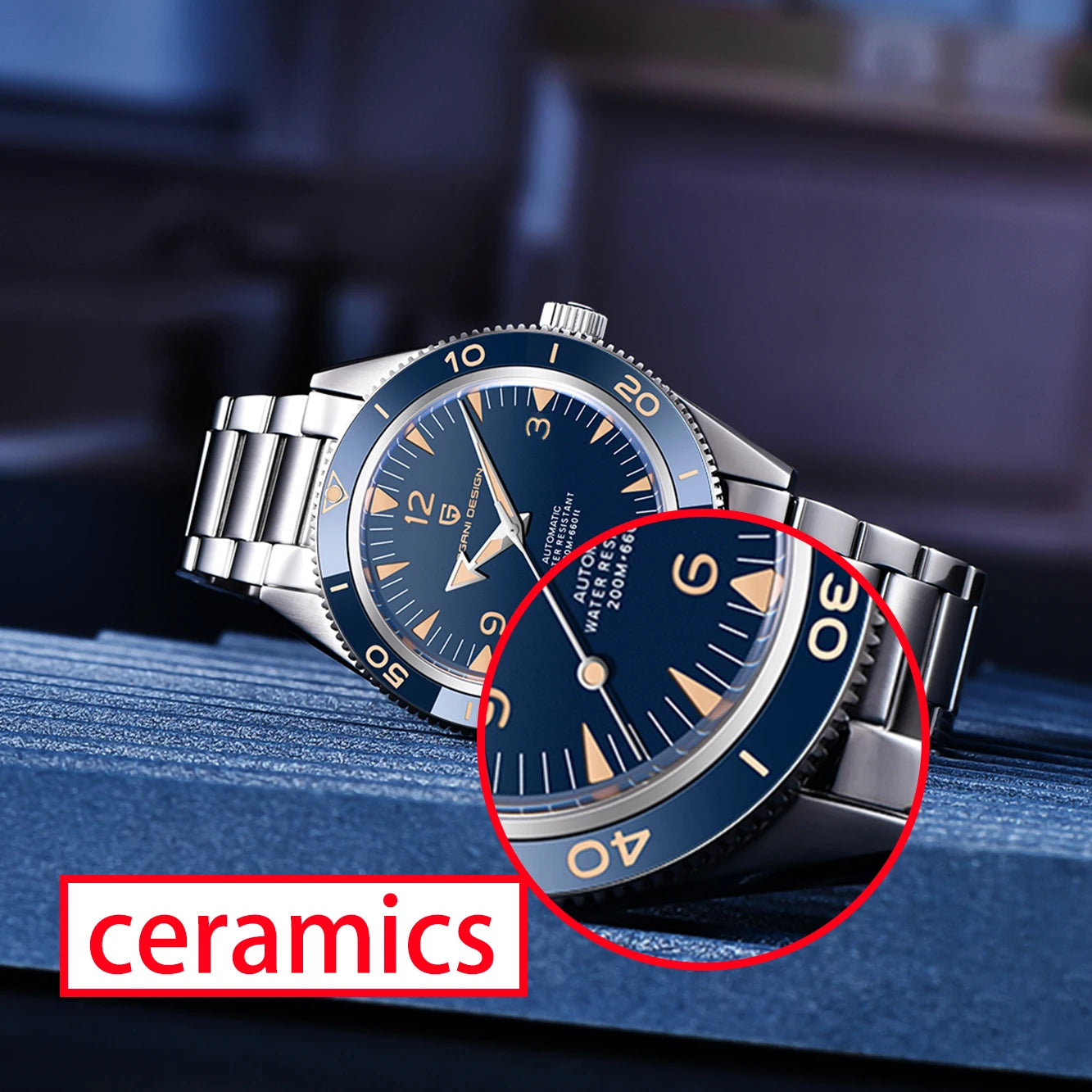 PAGANI DESIGN 41 MM Luxury Men Mechanical Wristwatch 200m Waterproof Sapphire Clock Automatic Stainless Steel Business Watch