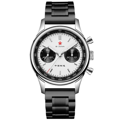 Red Star Panda Mens 1963 Chronograph Mechanical Wristwatch Seagull st1901 Movement Gooseneck 40mm Luminous Sapphire Pilot Watch