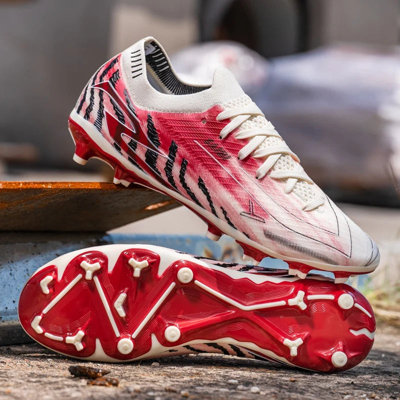 Chaussures de football pour hommes AG FG pour terrain ferme, en matériau PU léger, avec crampons renforcés, pour adultes, pour entraînements de football en extérieur et compétitions.