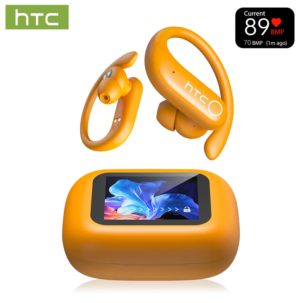 HTC NE61 Bluetooth Earphones Noise Reduction Sports Wireless Headphones AI Translator Heart Rate Monitor Earbuds