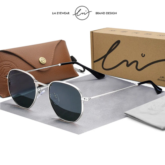 LM New Fashion Women Hexagon Sunglasses Men Retro Polarized Driving Coating Mirror Sun Glasses Goggle UV400 Eyewear gafas de sol