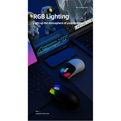 ATTACK SHARK X5 Wireless Mouse Lightweight Tri-Mode Connection 2.4GHz/Wired/Bluetooth RGB Macro Gaming Mouse