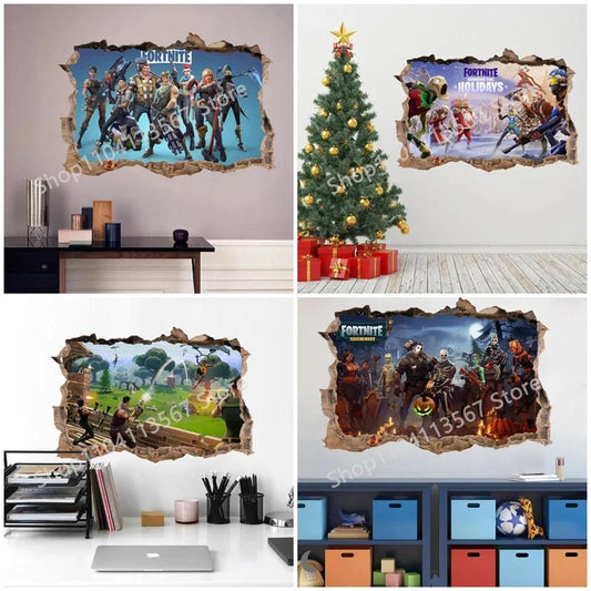 Fortnited Hot 3D Children Cartoon Wall Stickers Waterproof Home Decoration Battle Royale for Kid's Room PVC DIY Vinyl Wallpaper