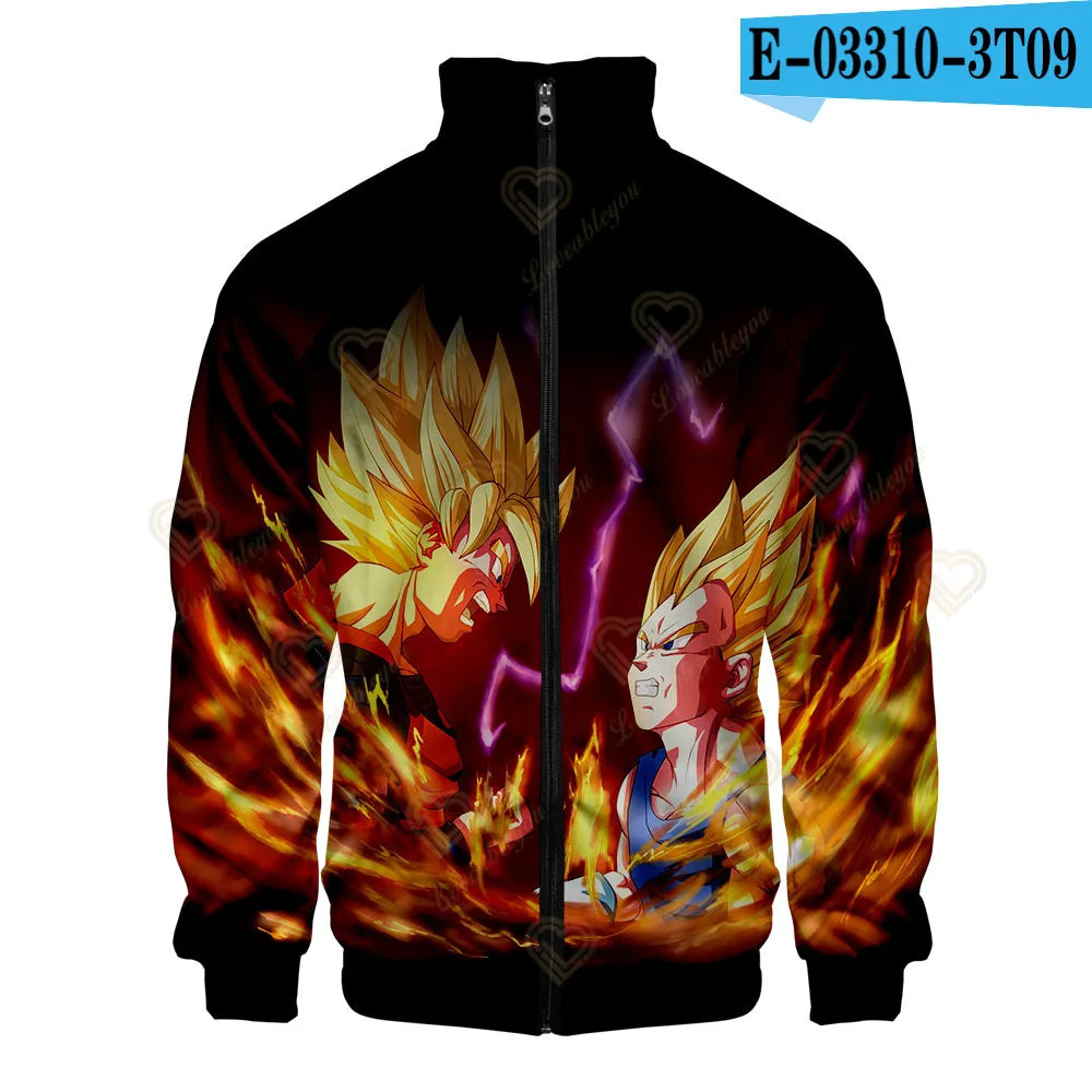 New Fashion Dragon Ball Print Stand Collar Zipper Hoodie Men Women Zipper Hoodies Jackets Long Sleeve Sport Hip Hop Sweatshirts