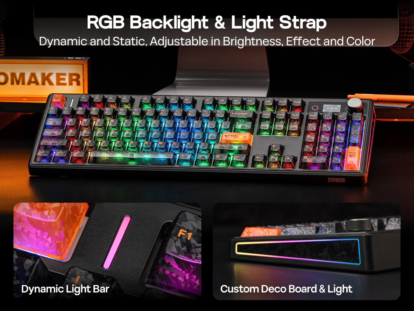 EPOMAKER TH108 V2 PRO 100% ANSI US Layout Wired/Bluetooth/2.4Ghz Wireless Mac Modifier Mechanical Keyboard with Screen & Knob