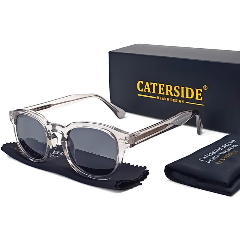 CATERSIDE Retro Round Men Sunglasses Punk Propionic Acid Pin Temple Luxury Sun Glasses Women Sports Leisure Party Eyewear UV400