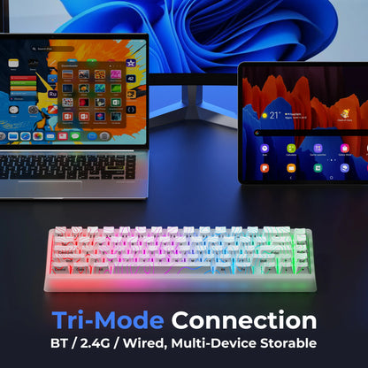 XVX Wireless Mechanical Keyboard M67 JadeStone With IMD-Tech Keycaps Tri-Mode Topographic White Gamer Keyboard Gasket Design