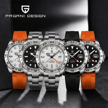 Pagani Design 2026 New Men's Diver Watch 42mm Sapphire Automatic Mechanical GMT Watch 100m Waterproof PD1682