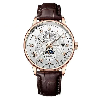 2026 New Luxury Men's Sport Watch Fashion Top Waterproof Luminous Leather Date Quartz Wristwatch Man's Clock