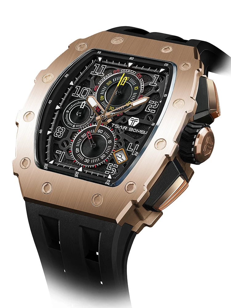 Orologio da uomo TSAR BOMBA New TB8204, cronografo al quarzo giapponese, impermeabile 50M, stile sportivo fashion, orologio da polso di lusso, regalo da uomo