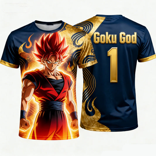 2026 Summer Dragon Ball Oversized T-shirt High Quality 3D Print Super Saiyan God Goku & Goku God Number 1 Graphic Unisex Retro