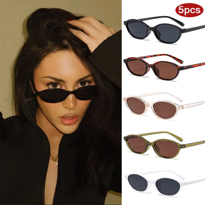 1/4pcs New Casual Elliptical Sunglasses Female Multi Color Frame Glasses Fashion Small Frame Design UV400 Sun Glasses Unisex