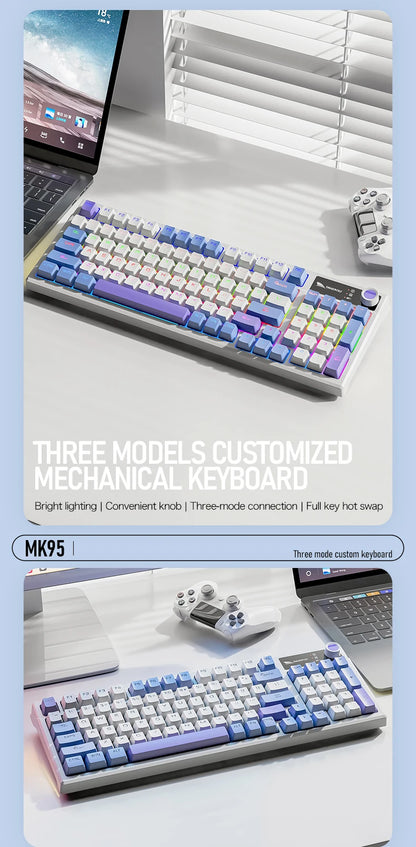 SMAILWOLF MK95 Bluetooth Wireless Three-Mode Mechanical Keyboard Korean Customized Office Gaming Laptop with RGB Lighting Effect