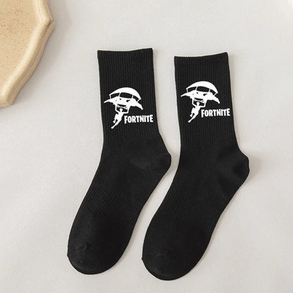 Fortnite Socks Cartoon Game Character Long Sock for Kids tudents in Spring and Autumn Solid Color Cotton Socks Birthday Gifts