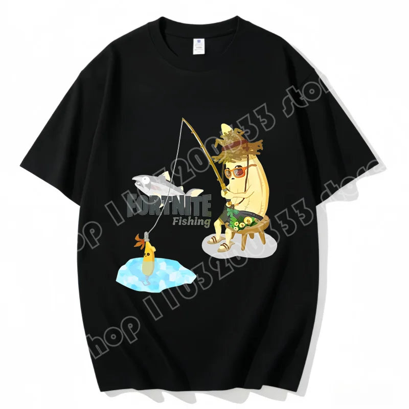 Fortnite Rundhals-T-Shirt für Erwachsene, unisex, Gaming-Dance-Mode, neu, aus reiner Baumwolle, kurzärmeliges Oberteil, perfekt für Freizeit und Urlaub