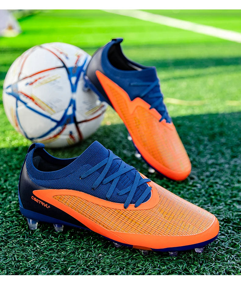 Nuove scarpe da calcio da uomo per esterno con tacchetti, traspiranti, antiscivolo, per adulti, scarpe sportive da calcio con tacchetti lunghi per allenamento, ragazzi e partite, confortevoli
